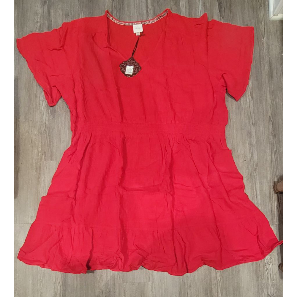 Plus Size 4X Knox Rose Women's Flutter Short Sleeve Gauze A-Line Dress - Picture 4 of 7